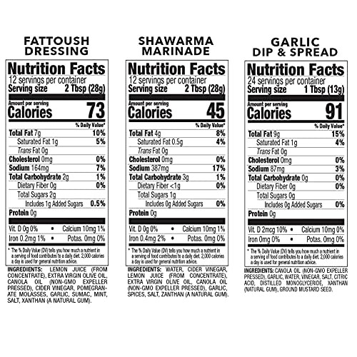 Teta Foods Garlic Dip & Spread, Shawarma Marinade, and Fattoush