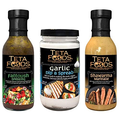 Teta Foods Garlic Dip & Spread, Shawarma Marinade, and Fattoush