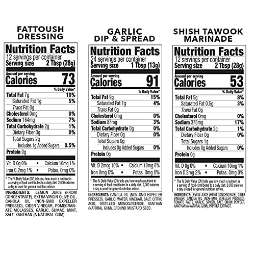 Teta Foods Garlic Dip & Spread, Shish Tawook Marinade, and Fatto...