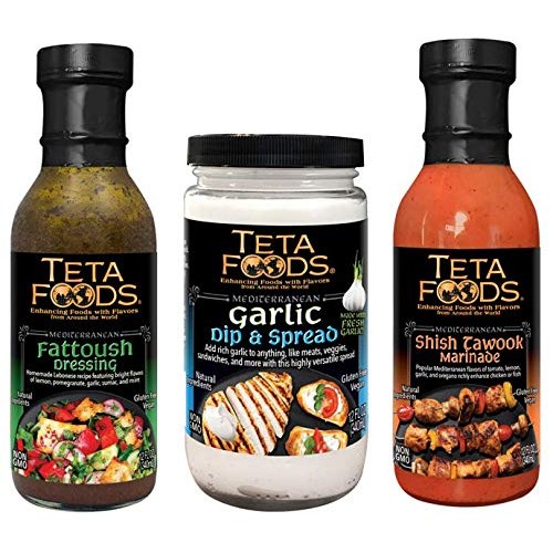 Teta Foods Garlic Dip & Spread, Shish Tawook Marinade, and Fatto...