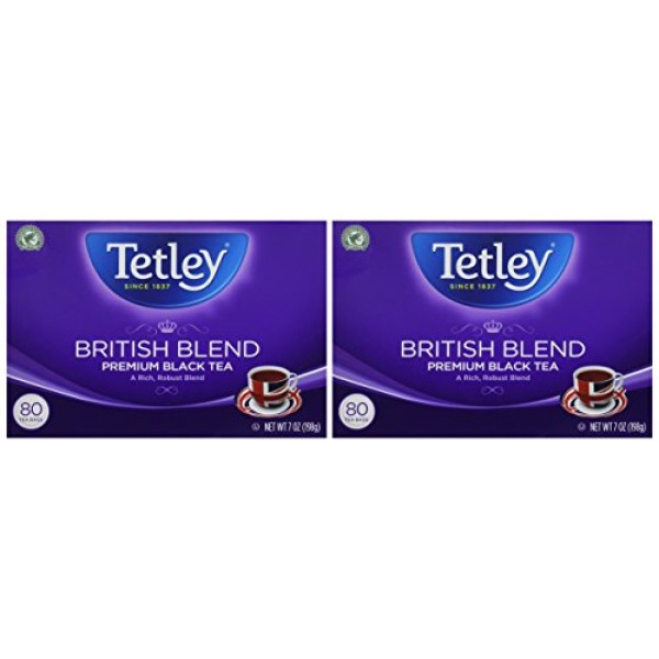 Tetley Premium Black Tea, British Blend, 80 Tea Bags Pack of 6