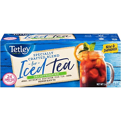 Tetley Black Tea, Decaffeinated Iced Tea Blend, Family Size, 24
