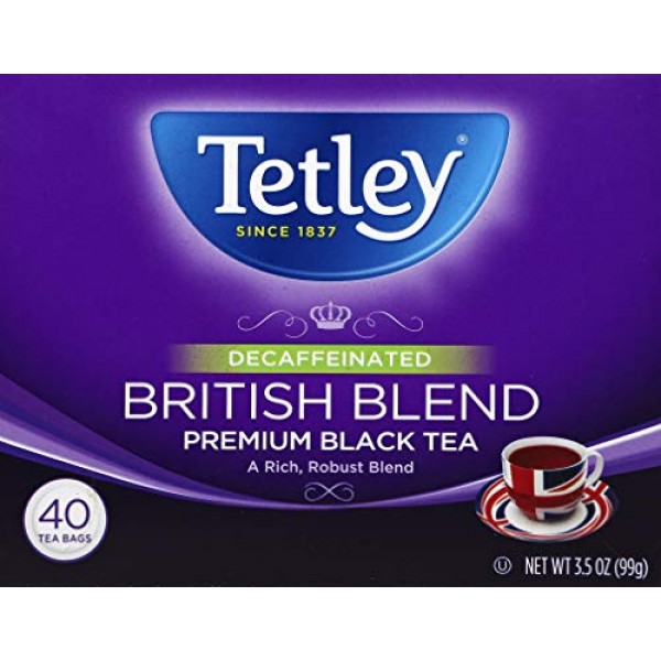 Tetley Decaffeinated British Blend Premium Black Tea, 40 Tea Bags