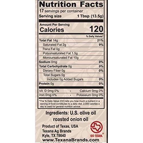 Texana Brand Roasted Onion Infused Olive Oil, 250Ml 8.5Oz