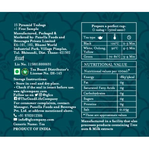 TGL Co.The Good Life Company TGL 100% Natural Green Tea Bags Sam...