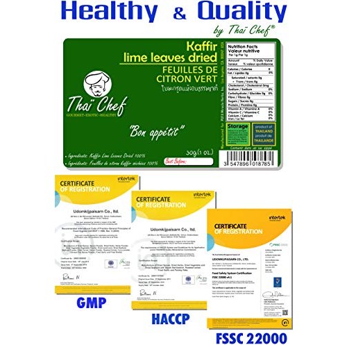 Thaï Chef : Dried-Kaffir-Lime-Leaves, 30G | Curry Leaves, Premiu