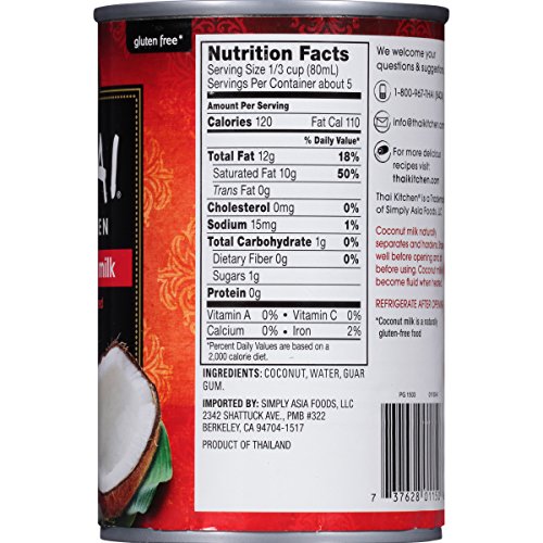 Thai Kitchen Gluten Free Unsweetened Coconut Milk, 13.66 Fl Oz