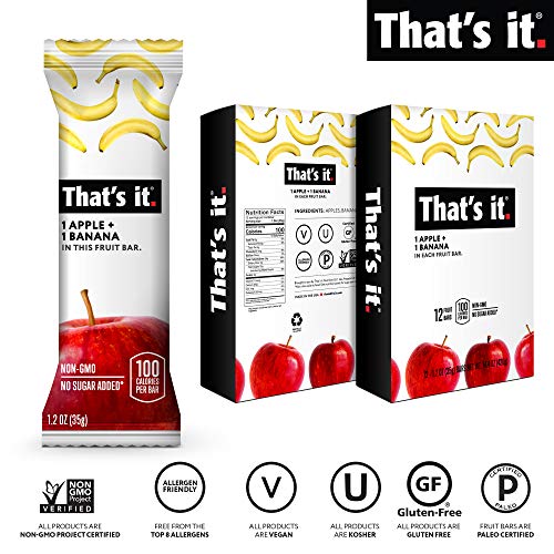 Thats It. Apples + Banana 100% Natural Real Fruit Bar, Paleo Fo