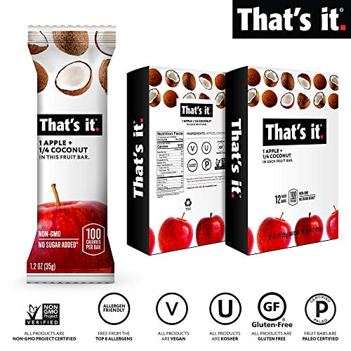 Thats It Apple + Coconut 100% Natural Real Fruit Bar, Best High
