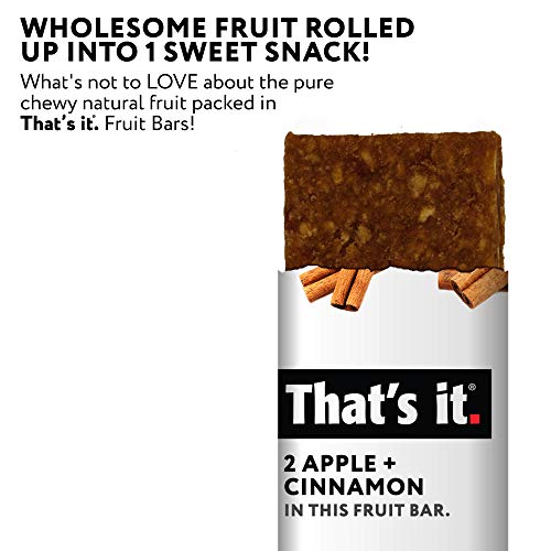 Thats It Apple + Cinnamon 100% Natural Real Fruit Bar, Best Hig