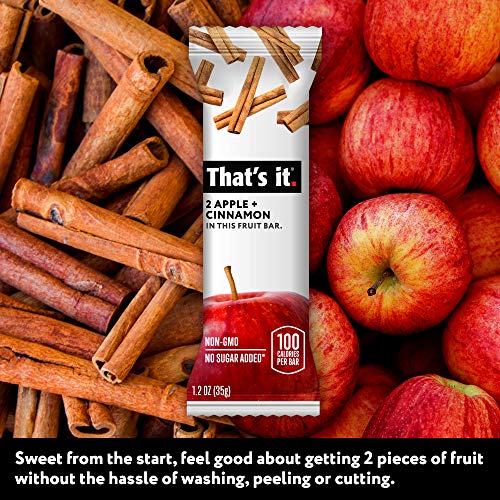 Thats It Apple + Cinnamon 100% Natural Real Fruit Bar, Best Hig