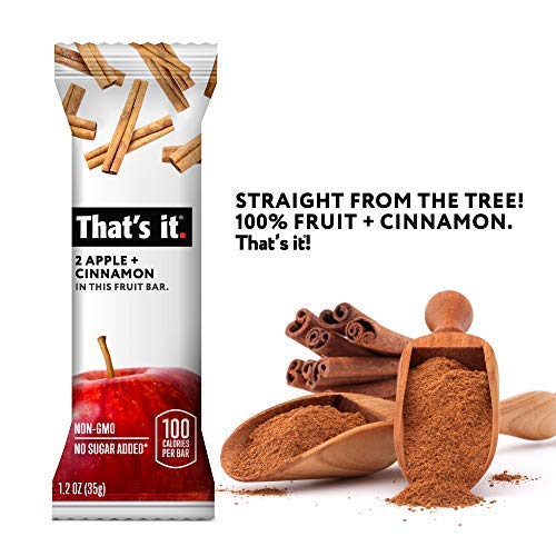 Thats It Apple + Cinnamon 100% Natural Real Fruit Bar, Best Hig