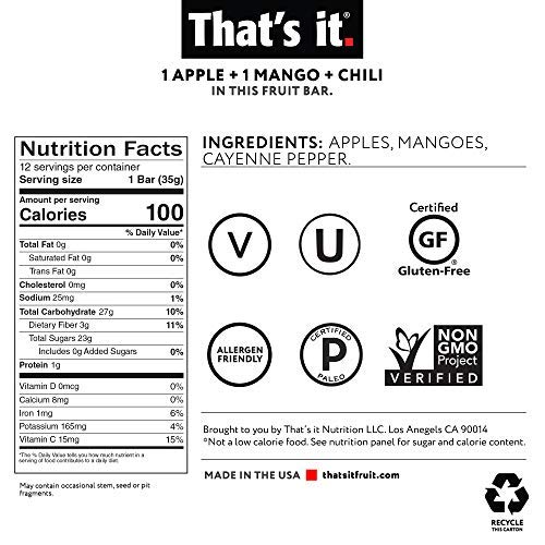 Thats It. Apple Fruit Bars, 100% Natural Great Tasting Real Dri