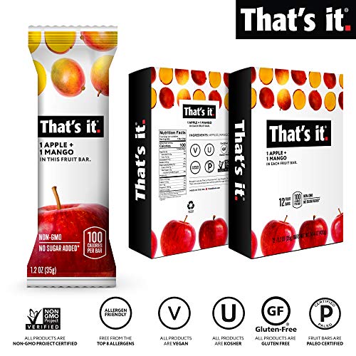 Thats It. Apple + Mango 100% Natural Real Fruit Bar, Best High