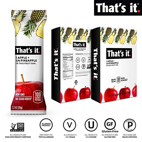 Thats It. Apple + Pineapple 100% Natural Real Fruit Bar, Best H
