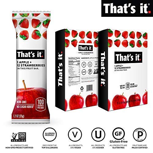 Thats It. Apple + Strawberry 100% Natural Real Fruit Bar, Best
