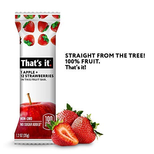Thats It. Apple + Strawberry 100% Natural Real Fruit Bar, Best