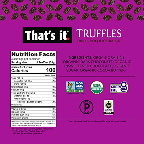 Thats It Organic Dark Chocolate &Amp; Raisin Truffles. 100% Plant-B
