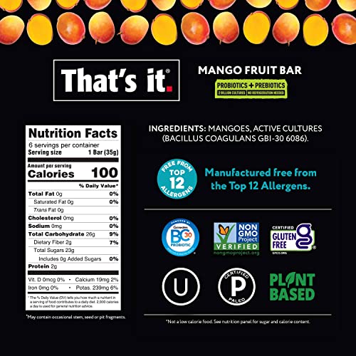 Thats it. Probiotic Bars Variety Pack Mango + Blueberry Fruit...