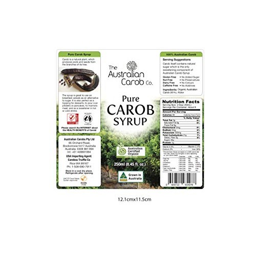 Organic Australian Carob Co. Premium Carob Syrup Glass Bottle, S