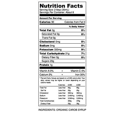 Organic Australian Carob Co. Premium Carob Syrup Glass Bottle, S