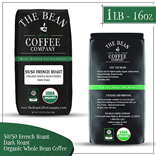 The Bean Coffee Company Organic 50/50 French Roast, 50% Decaf, G