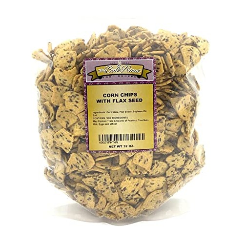 Corn Chips With Flax Seed, Healthy Snacks, Bulk Size 2 Lb. Rese
