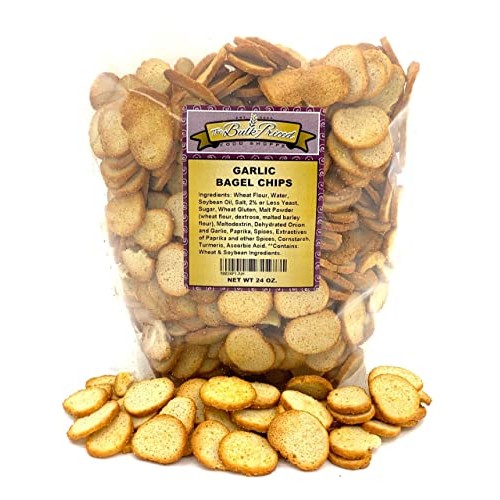 Garlic Bagel Chips, Bulk Size 1.5 Lb. Resealable Zip Lock Stand