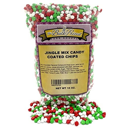 Jingle Mix Candy Coated Chocolate Chips, Bulk Size 1 lb. Reseal...