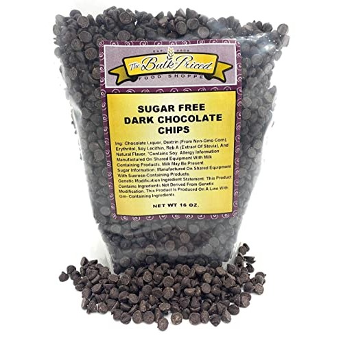Sugar Free Dark Chocolate Chips, 1lb Resealable Zip Lock Bag