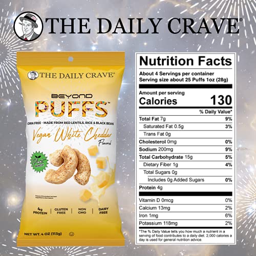 The Daily Crave Beyond Puffs, Vegan White Cheddar, 4Oz Pack Of