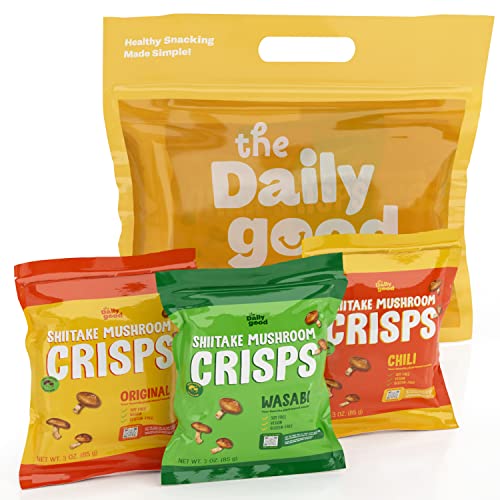 The Daily Good Shiitake Mushroom Crisps - 3-Pack Mushroom Chips,...