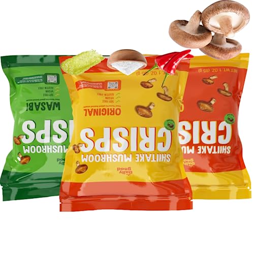 The Daily Good Shiitake Mushroom Crisps - 3-Pack Mushroom Chips,...