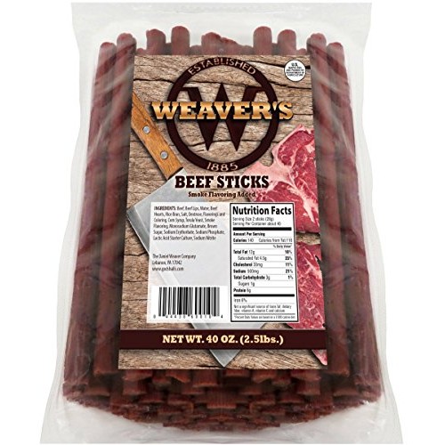 Weaver’S Beef Sticks 80 Original Mild Flavored 6.5” Beef Sticks