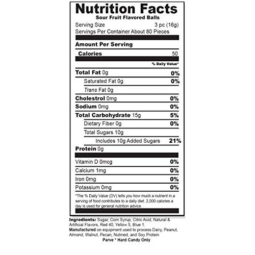 Sour Fruit Flavored Balls Hard Candy, Kosher Certified, Individu...