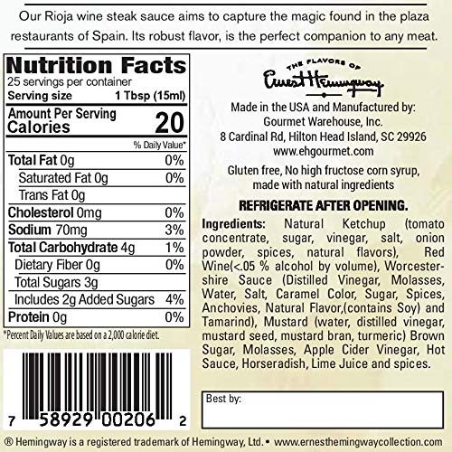 Flavors Of Ernest Hemingway Sauces, Matador Steak Sauce, 12Ozs,