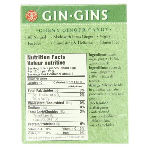 The Ginger People Gin Gins Chewy Ginger Candy Travel Pack, Origi...