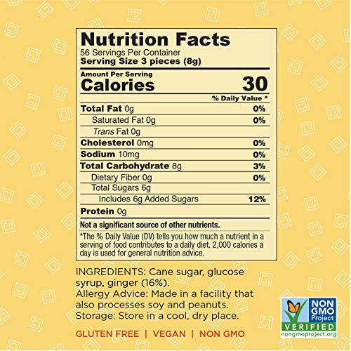 The Ginger People Gin Gins Hard Candy 1 Pound Bag, Double Streng