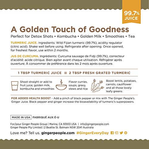 The Ginger People Turmeric Juice, 99.7% Pure Turmeric Juice, Non