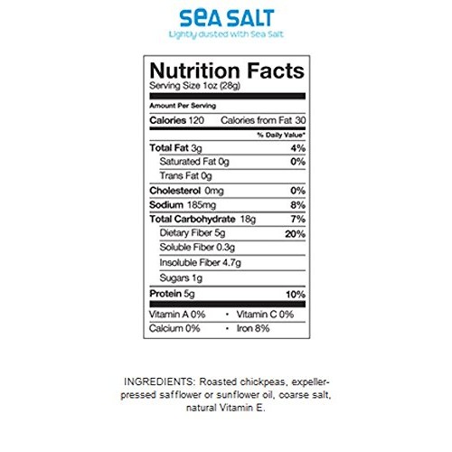 The Good Bean Crunchy Chickpeas Snacks, Sea Salt, 6 Ounce Pack