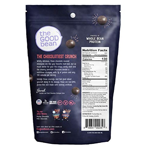 The Good Bean Dark Chocolate Covered Chickpeas, 3.5 Ounce Pack