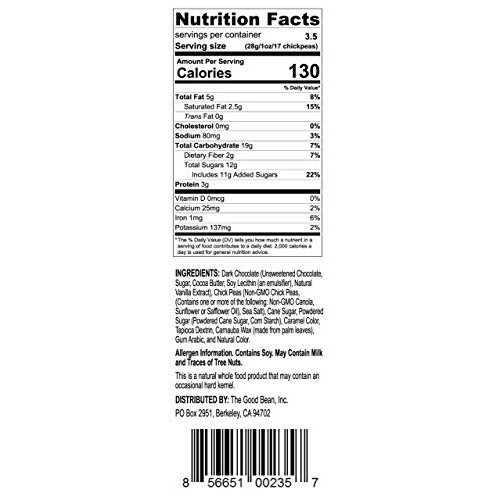 The Good Bean Dark Chocolate Covered Chickpeas, 3.5 Ounce Pack