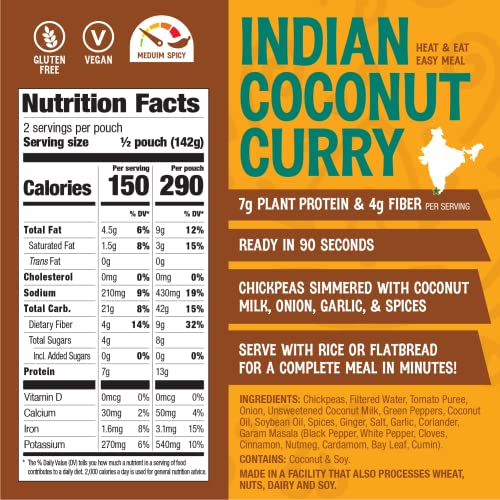 The Good Bean Heat &Amp; Eat Coconut Curry Chickpeas, 10 Ounce Pack