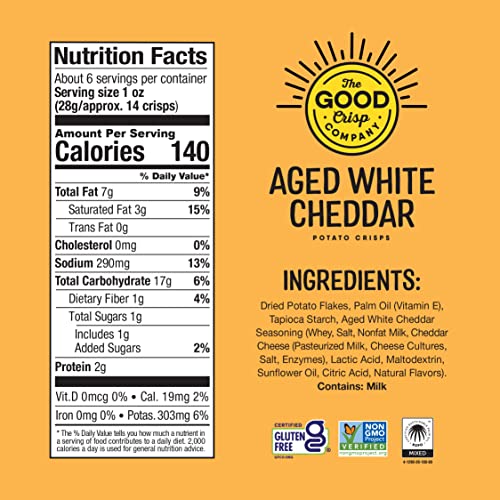 The Good Crisp Company, Aged White Cheddar, Gluten Free Potato C