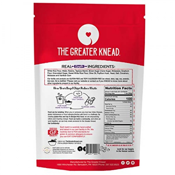 Greater Knead Gluten Free Bagel Chips - Cinnamon Raisin, Vegan,