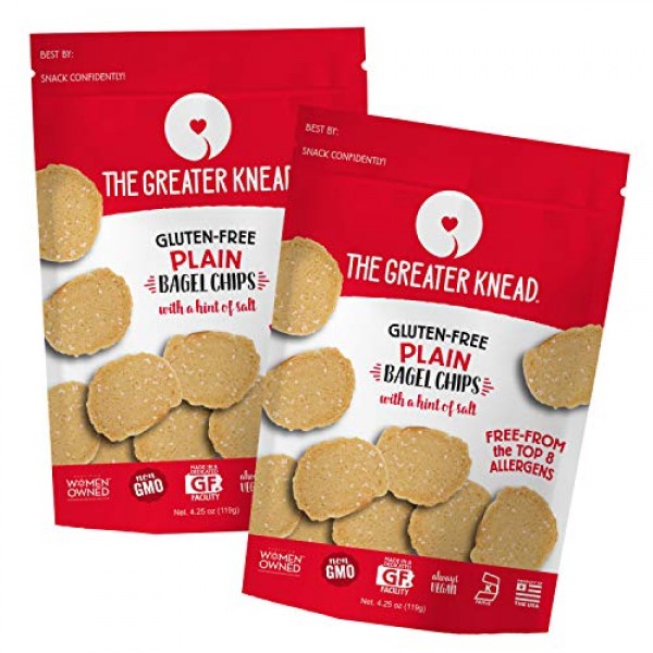 Greater Knead Gluten Free Bagel Chips - Plain, Vegan, non-GMO, F...