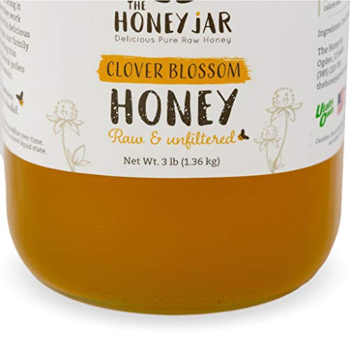 The Honey Jar - 48Oz 3Lbs Glass Jar Of Pure Raw Clover Honey |