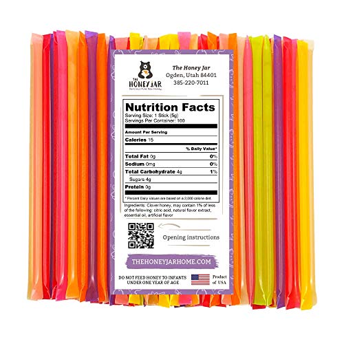The Honey Jar - Variety Pack Honey Sticks 100 Count With Assorte The Honey Jar - Variety Pack Honey Sticks 100 Count With Assorte