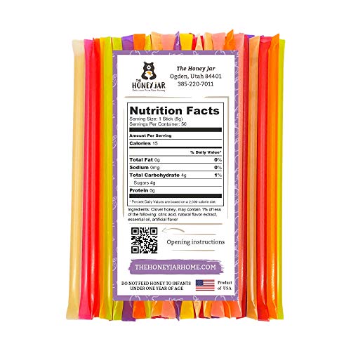 The Honey Jar - Variety Pack Honey Sticks 50 Count With Assorted