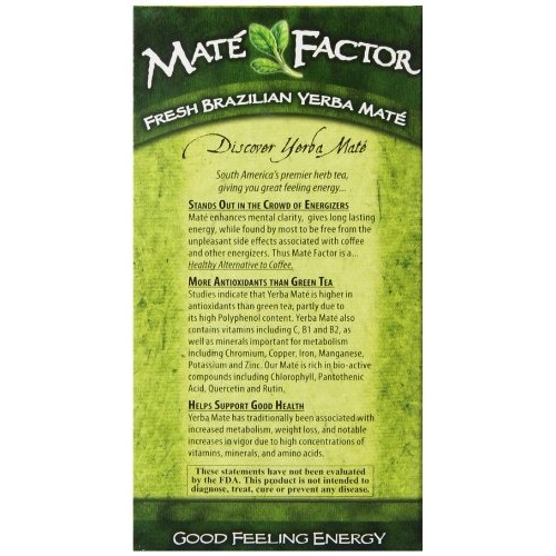The Mate Factor Yerba Mate Energizing Herb Tea Bag, Organic Fres
